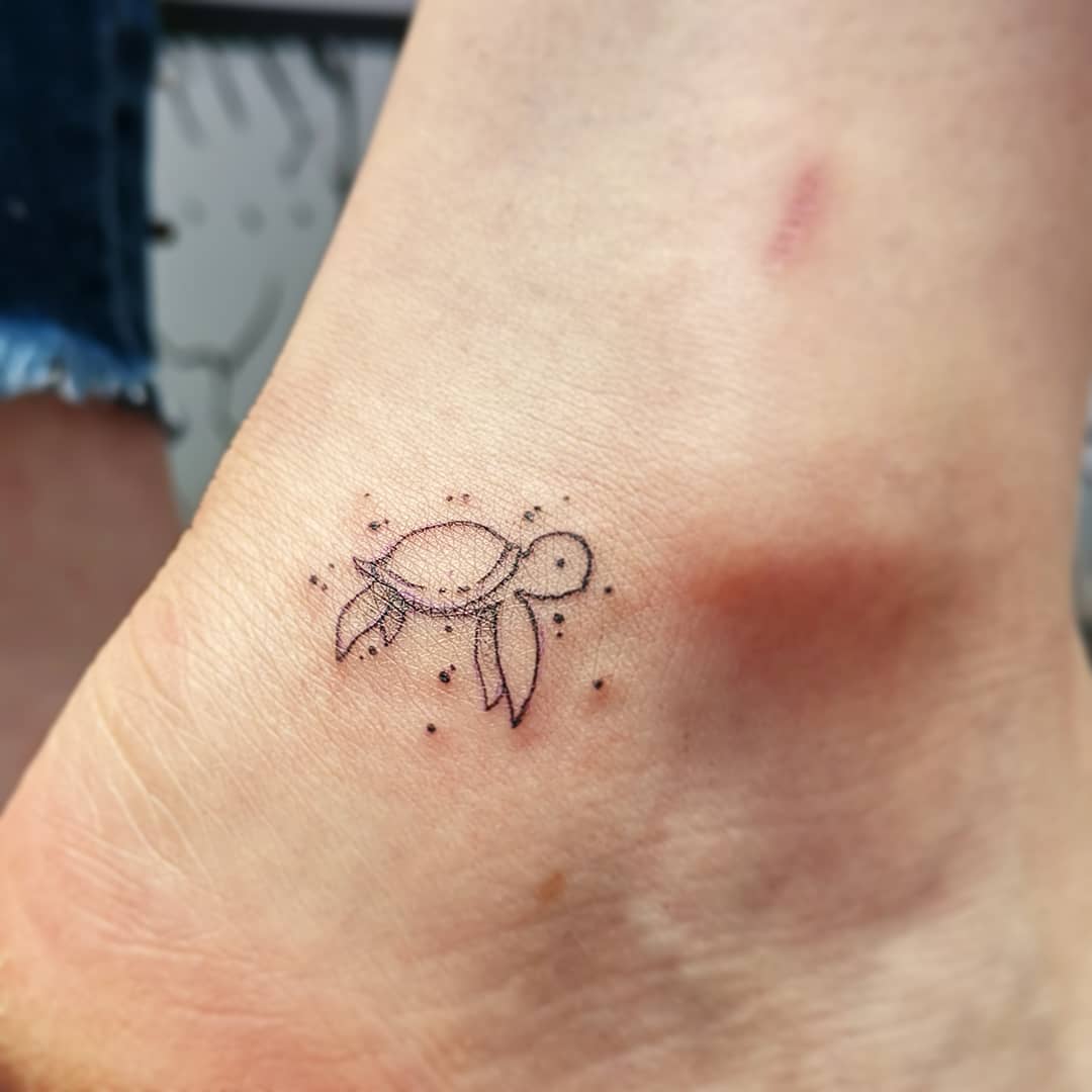 Tiny Dotwork Turtle Tattoo small turtle tattoo ideas tattoo