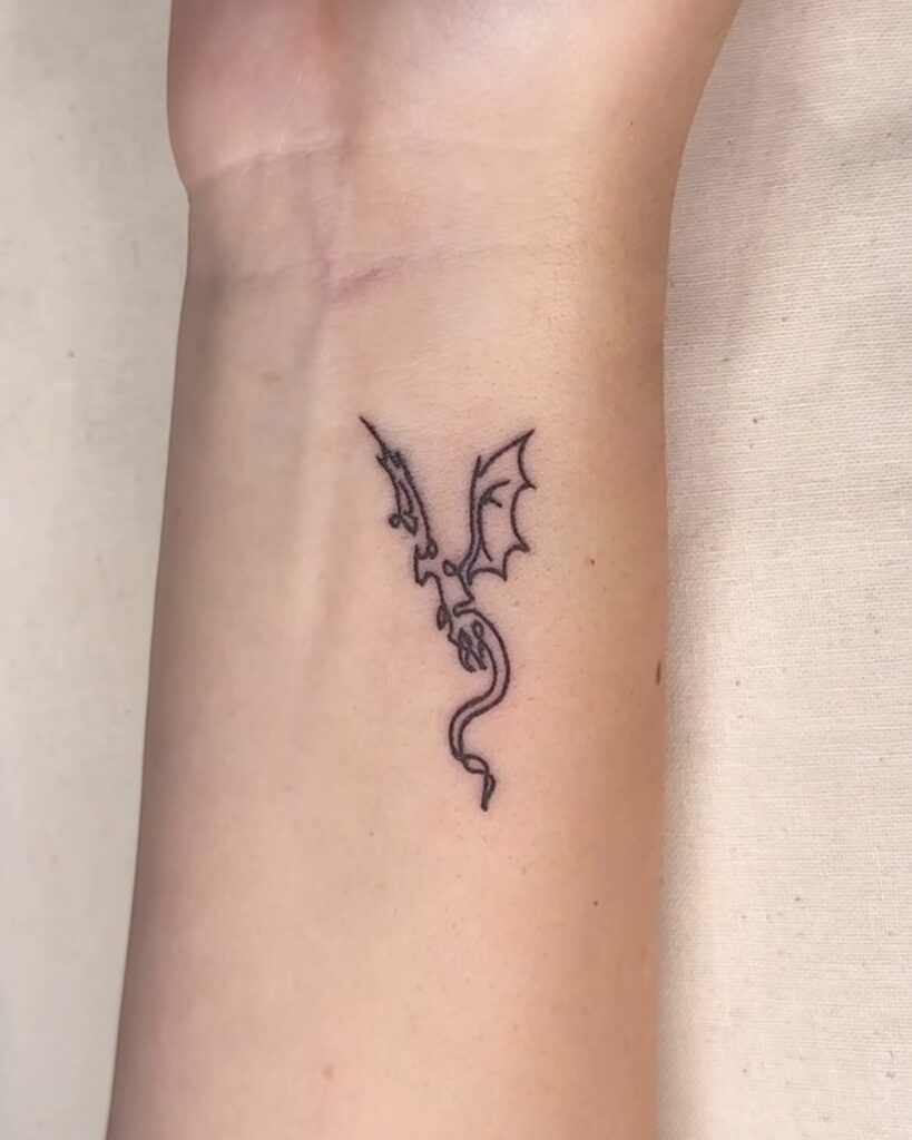 Geometric Dragon Back Tattoo