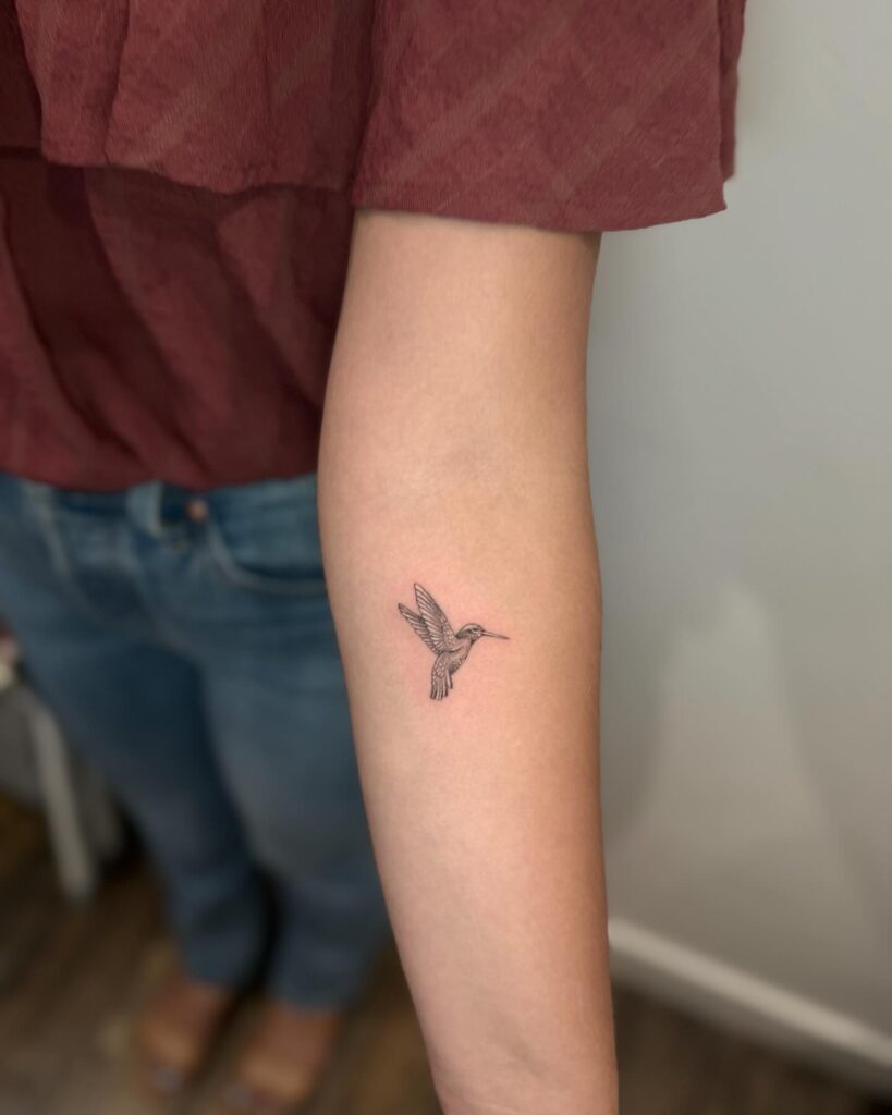 Tiny Fine Line Hummingbird Tattoo hummingbird tattoos tattoo