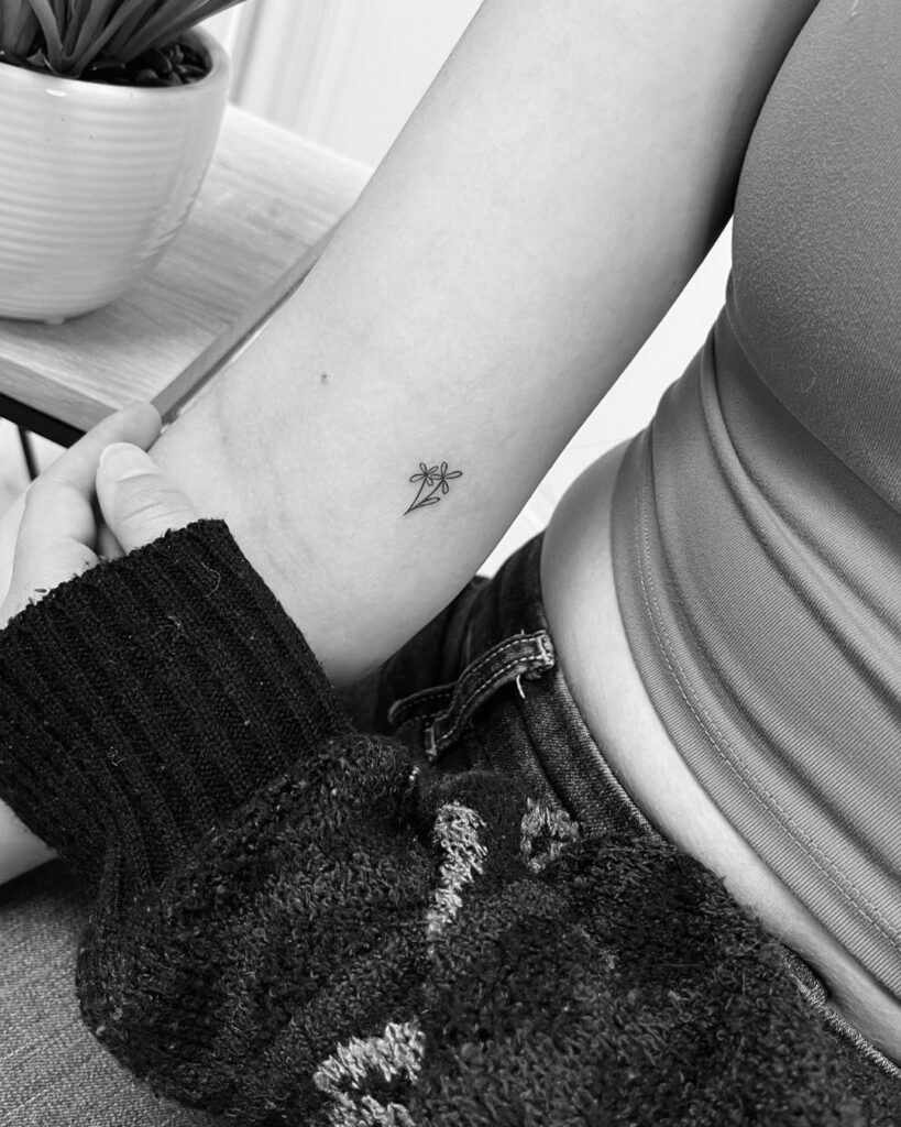 Tiny Floral Bouquet Tattoo minimal tiny flower tattoo ideas tattoo