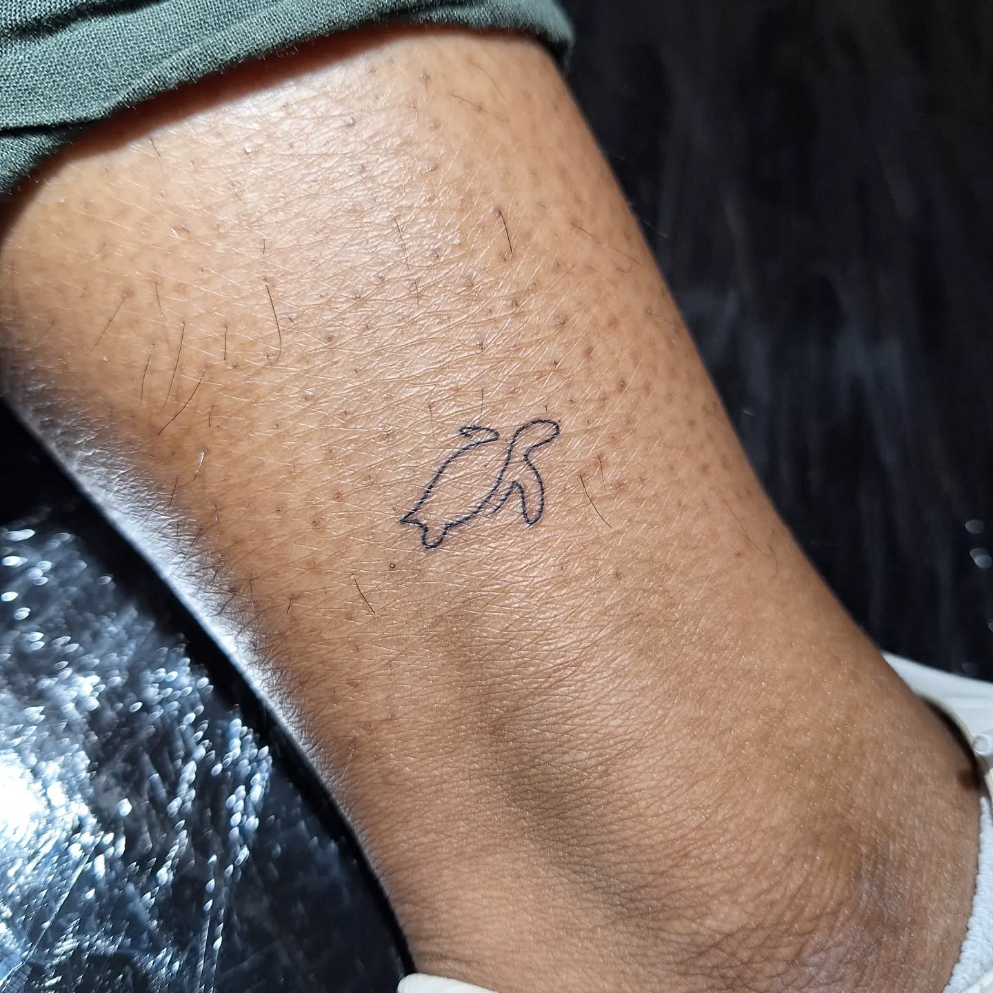 Tiny Minimalist Ankle Turtle sea turtle tattoo