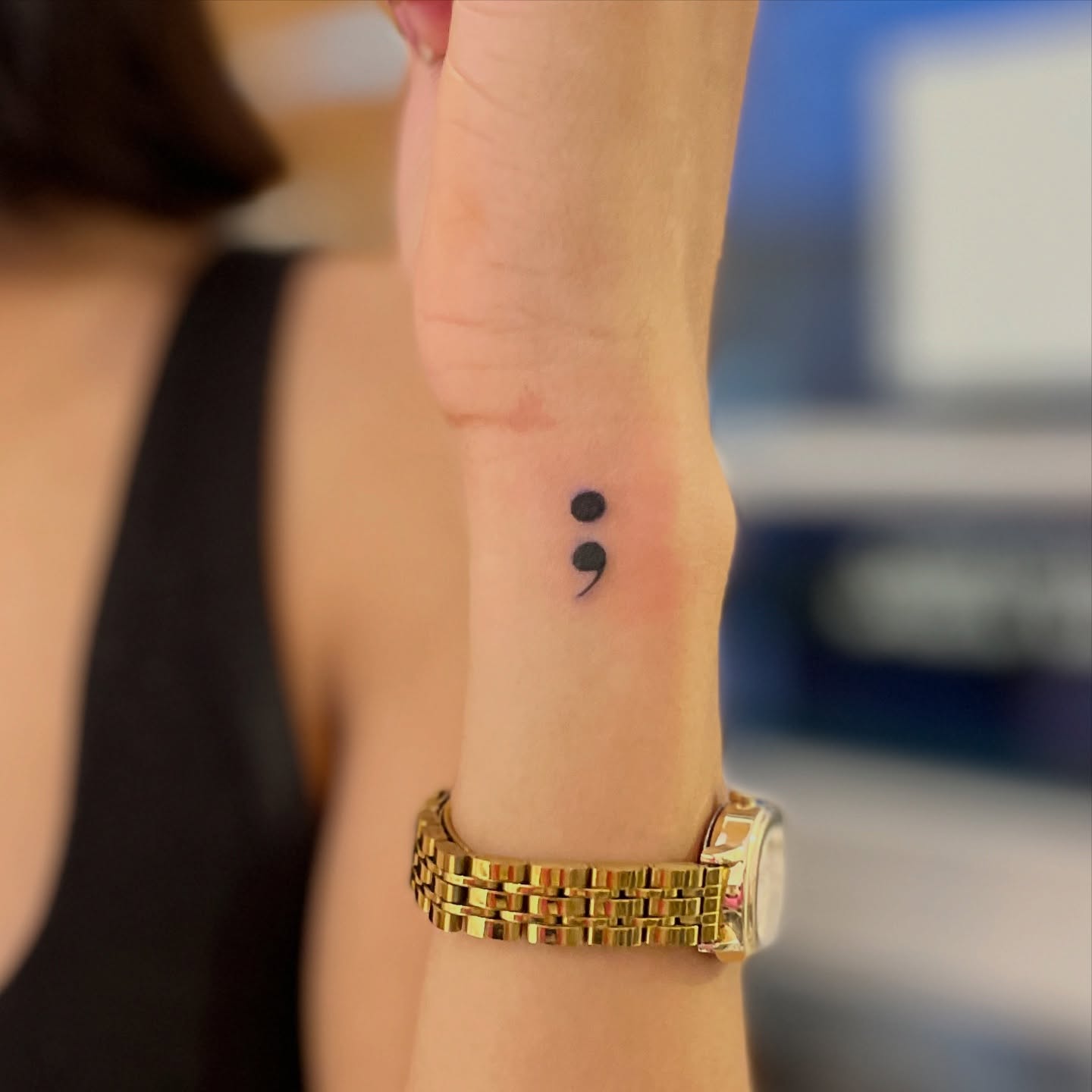 Tiny Geometric Arrow Wrist Tattoo