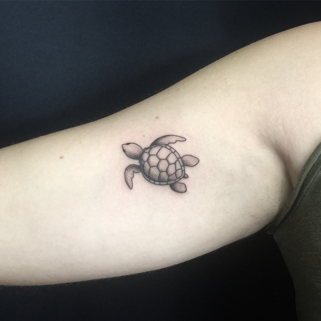 Tiny Shaded Turtle Tattoo small turtle tattoo ideas tattoo