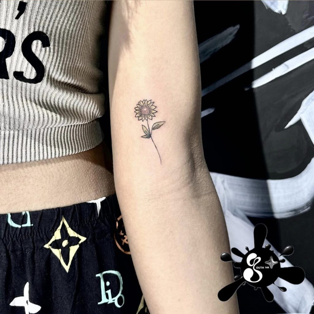 Tiny Sunflower Inner Arm Tattoo sunflower tattoos tattoo