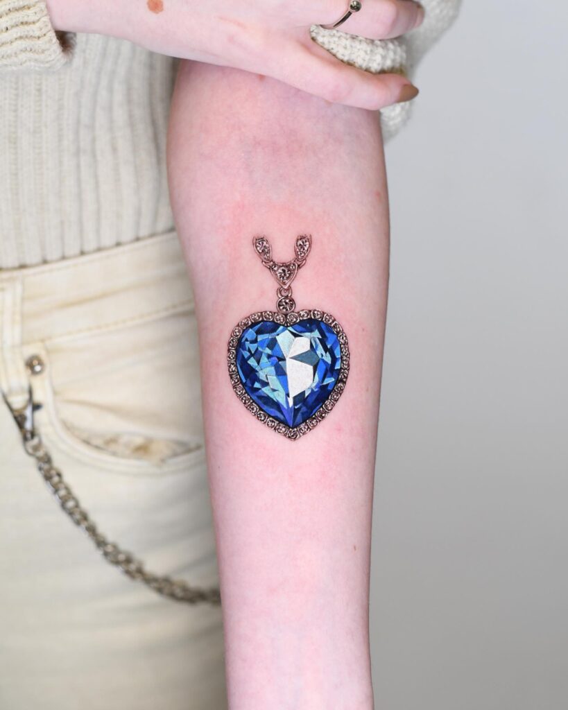 Jewel-Encrusted Butterfly Brooch Tattoo
