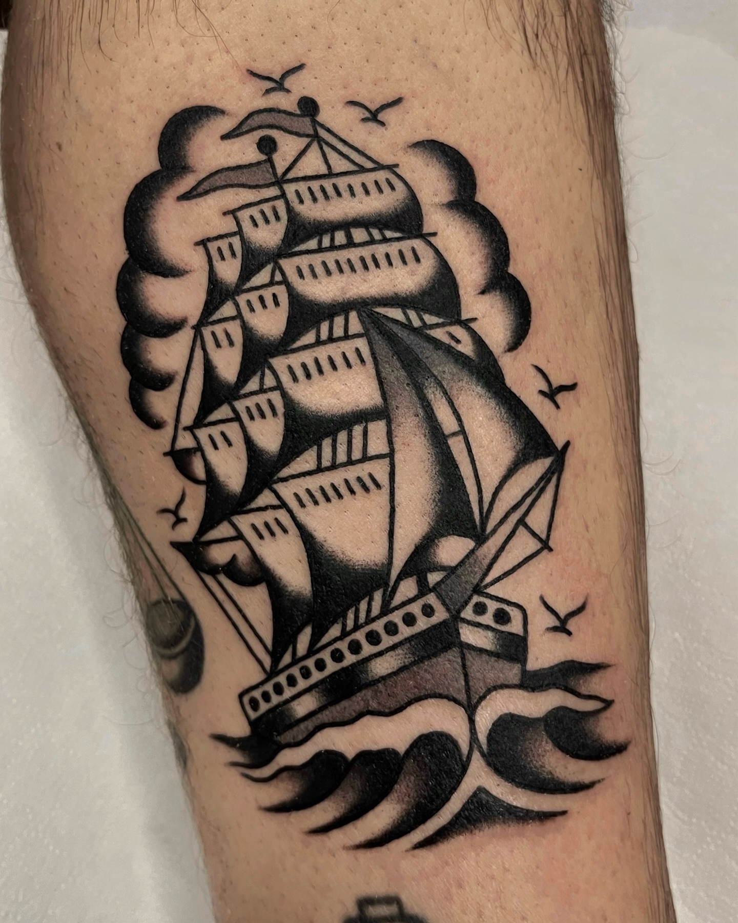 Burning Ghost Ship Tattoo