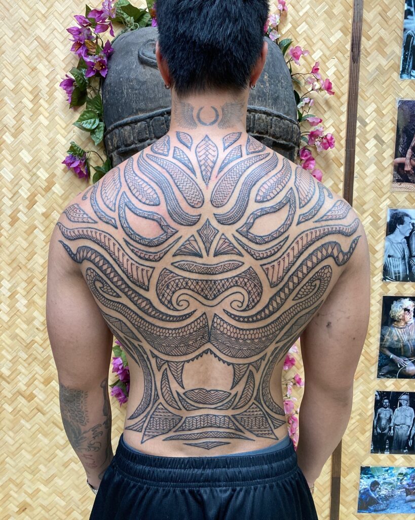 Polynesian Tribal Leg Sleeve Tattoo