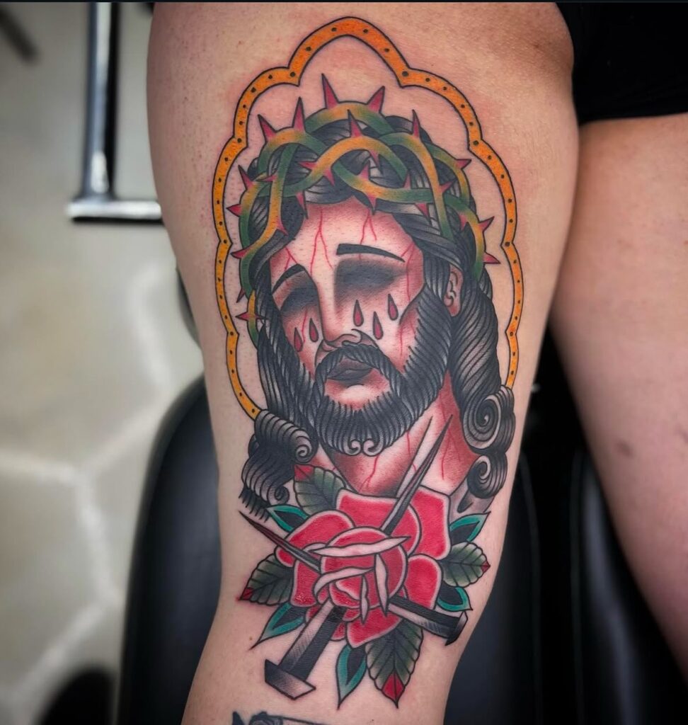 Minimalist Crucifixion Memorial Tattoo jesus tattoos tattoo