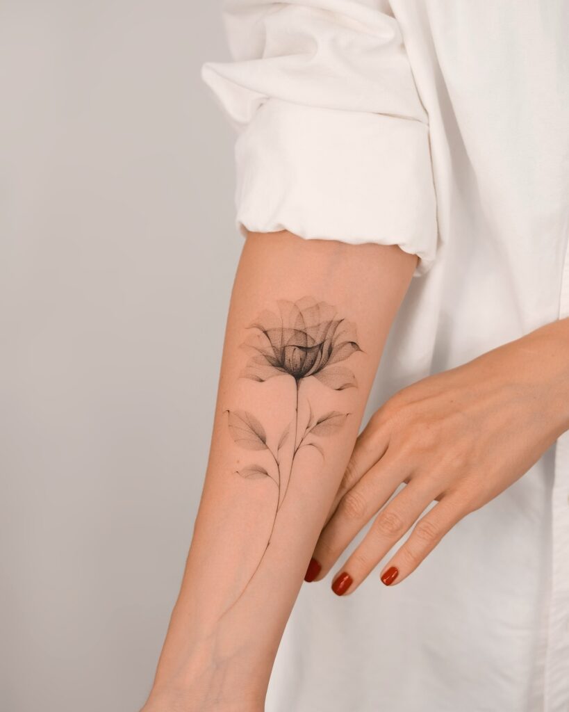 Transparent Black Rose Tattoo on Forearm rose tattoos for women tattoo