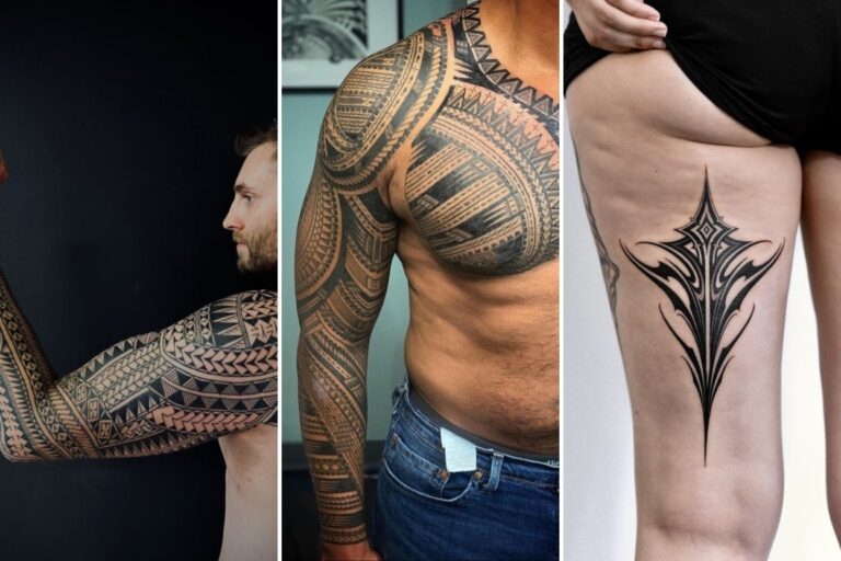 Aesthetic tribal tattoos and delicate ink ideas collage