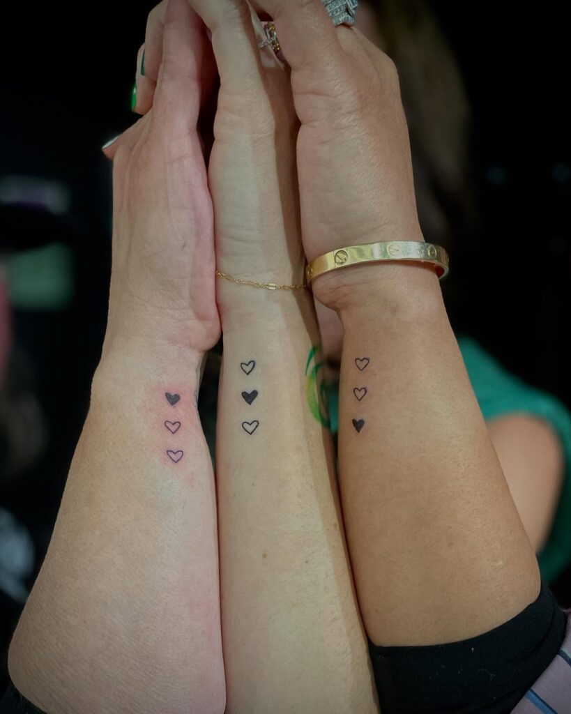 Minimalist Heart Finger Trio Tattoo