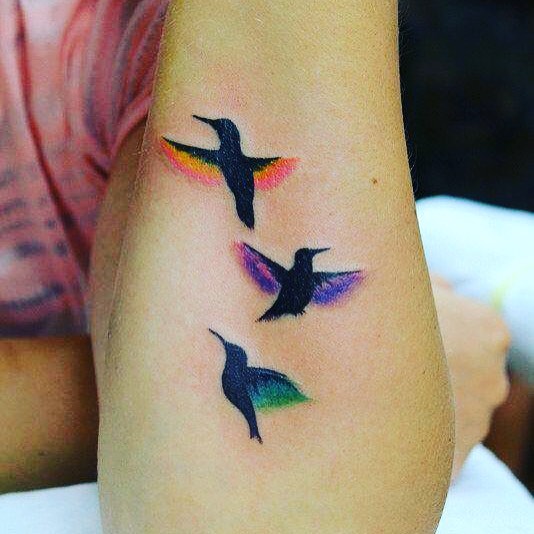 Trio of Colorful Silhouette Hummingbirds hummingbird tattoos tattoo