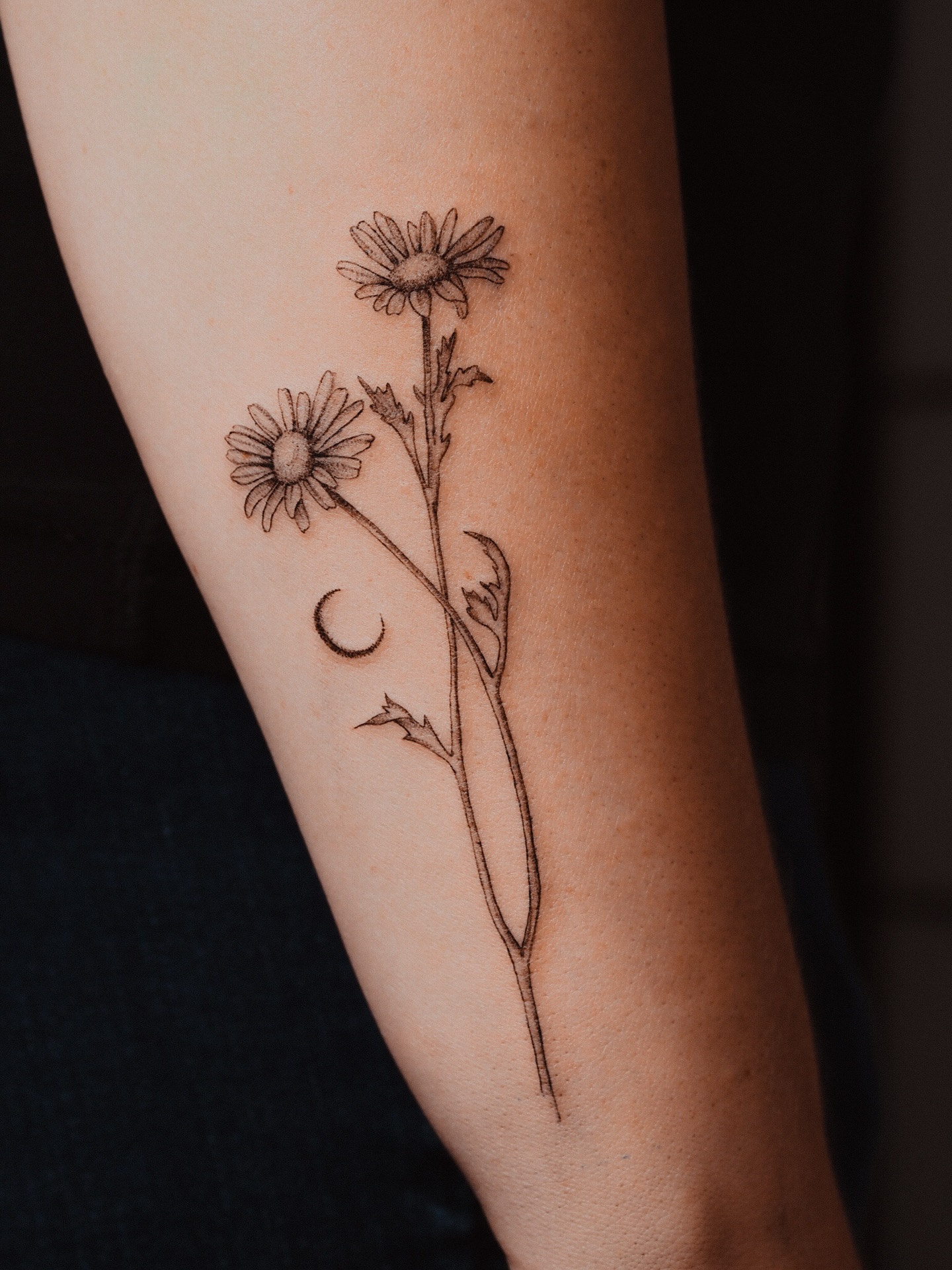 Flowing Daisy Vine Tattoo daisy tattoo ideas tattoo
