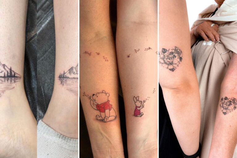 Aesthetic unique mom and daughter tattoos and delicate ink ideas collage