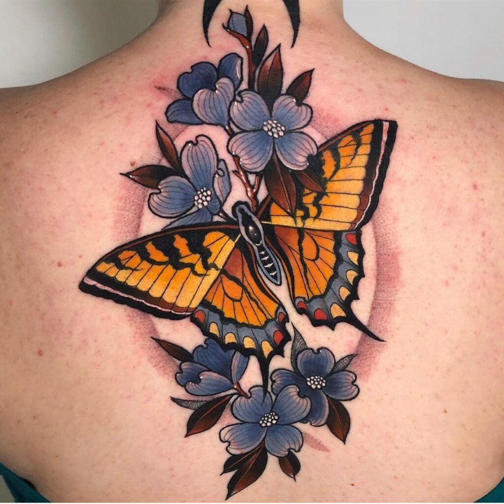 Upper Back and Scapula Ridge tattoo placement