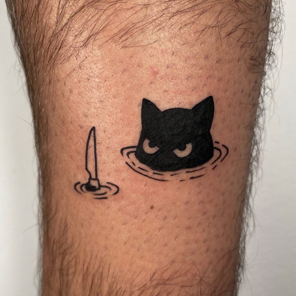 Vengeful Cat in Water Tattoo small cat tattoos tattoo