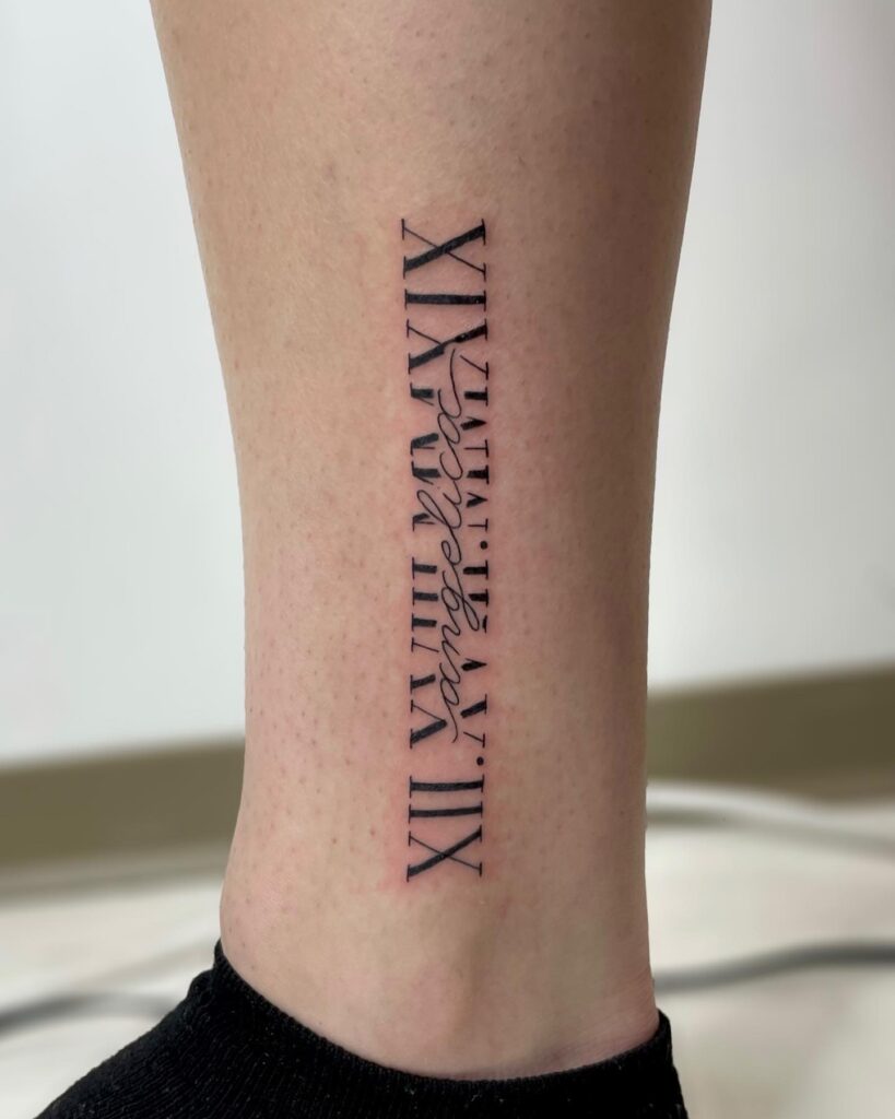 Dual Roman Numerals and Rose Tattoo roman numerals tattoos tattoo