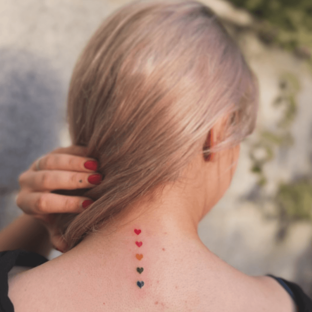 Vertical Row of Small Hearts