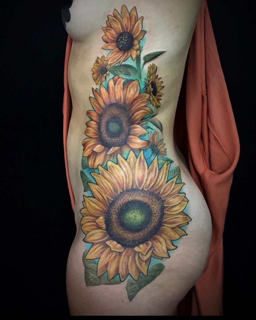 Vibrant Full-Side Sunflower Tattoo sunflower tattoos tattoo