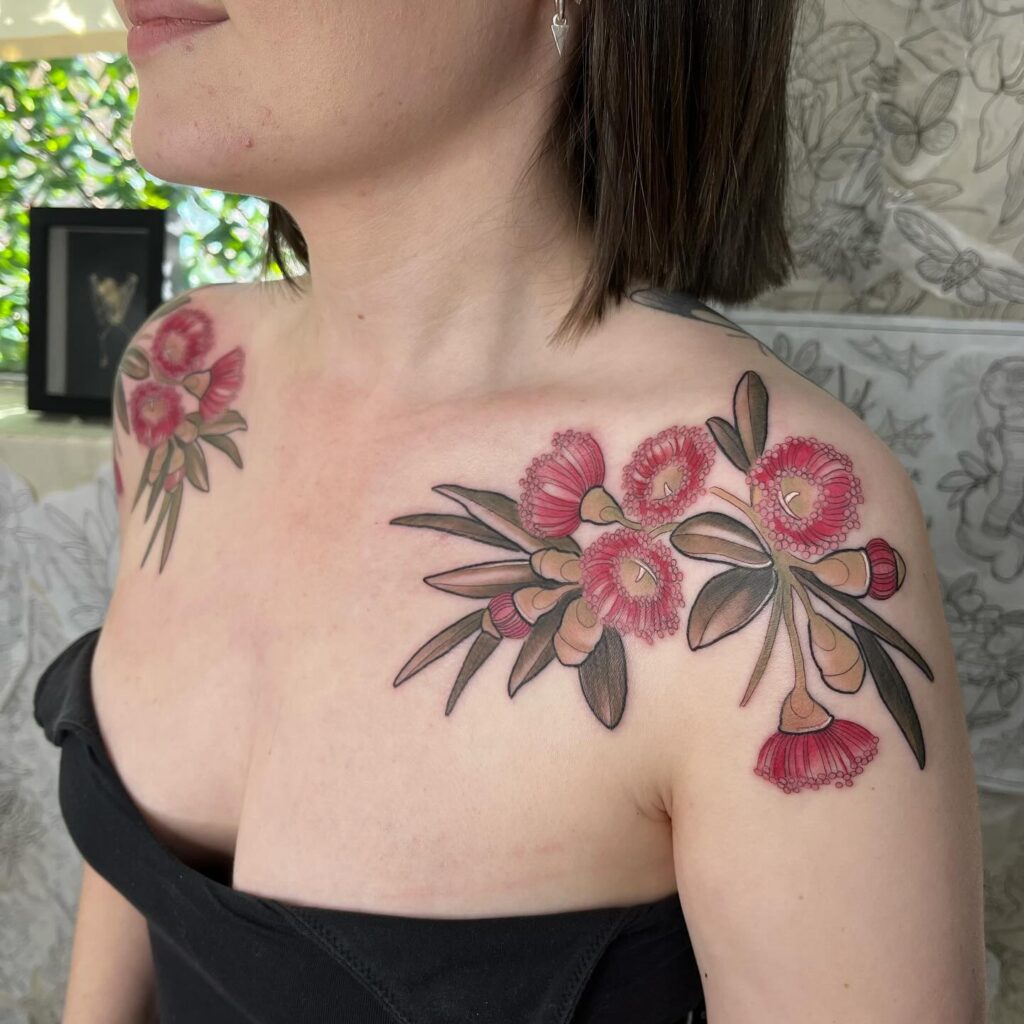 Elegant Peony Collarbone Tattoo