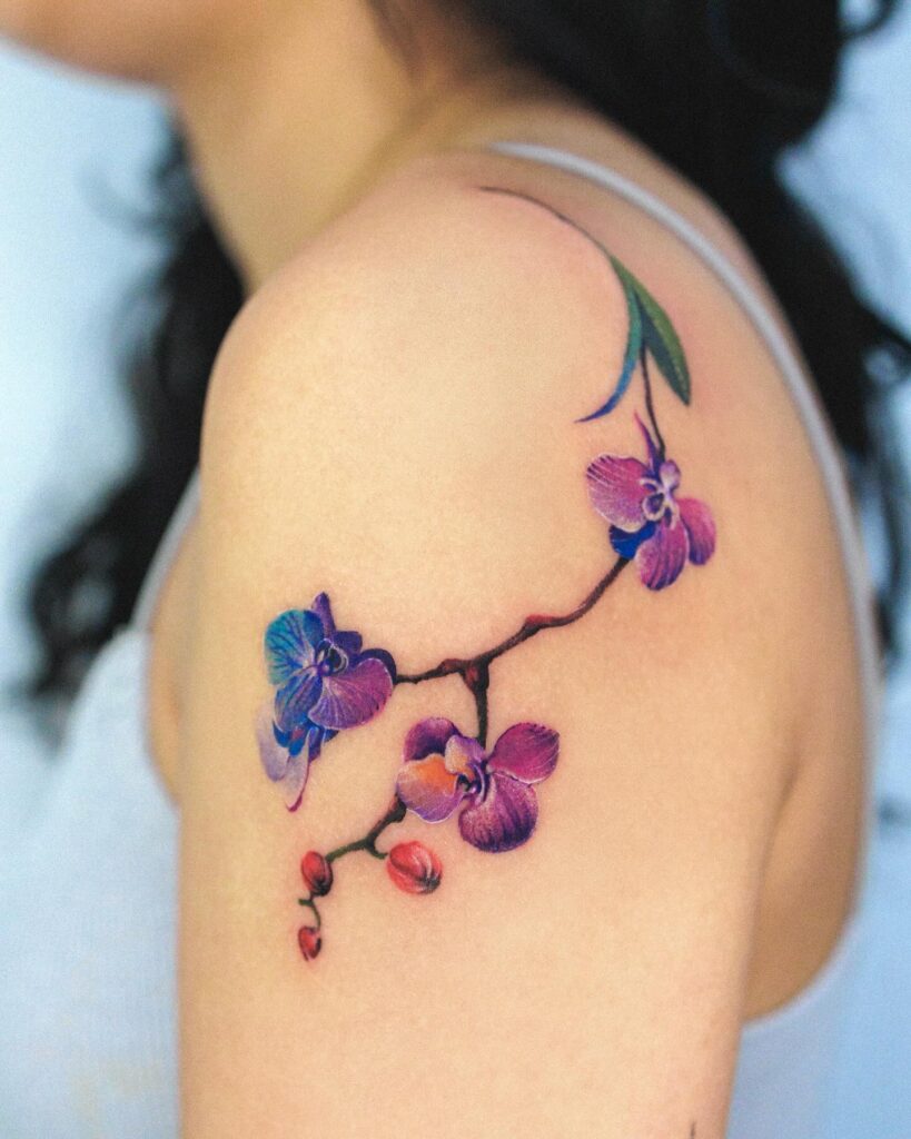 Celestial Moon And Sunburst Shoulder Tattoo
