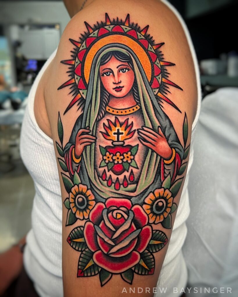 Classic Virgin Mary Portrait Tattoo virgin mary tattoos tattoo