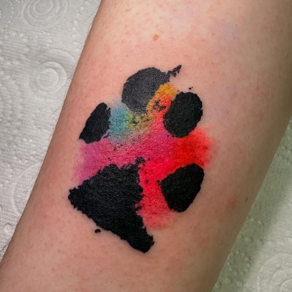 Vibrant Watercolor Paw Print Tattoo paw print tattoo ideas tattoo