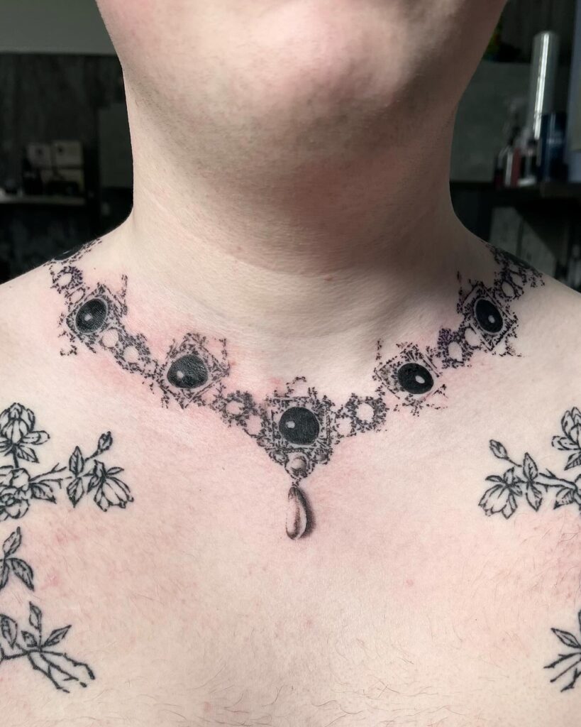 Realistic Chain Link Necklace Tattoo