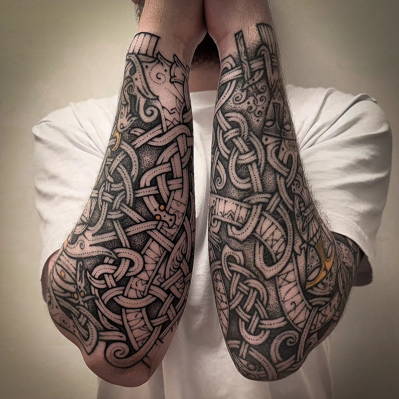 Vegvisir And Viking Warrior Tattoo