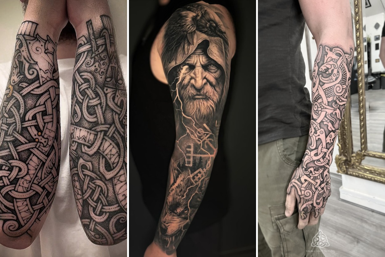 Aesthetic viking tattoo ideas and delicate ink ideas collage
