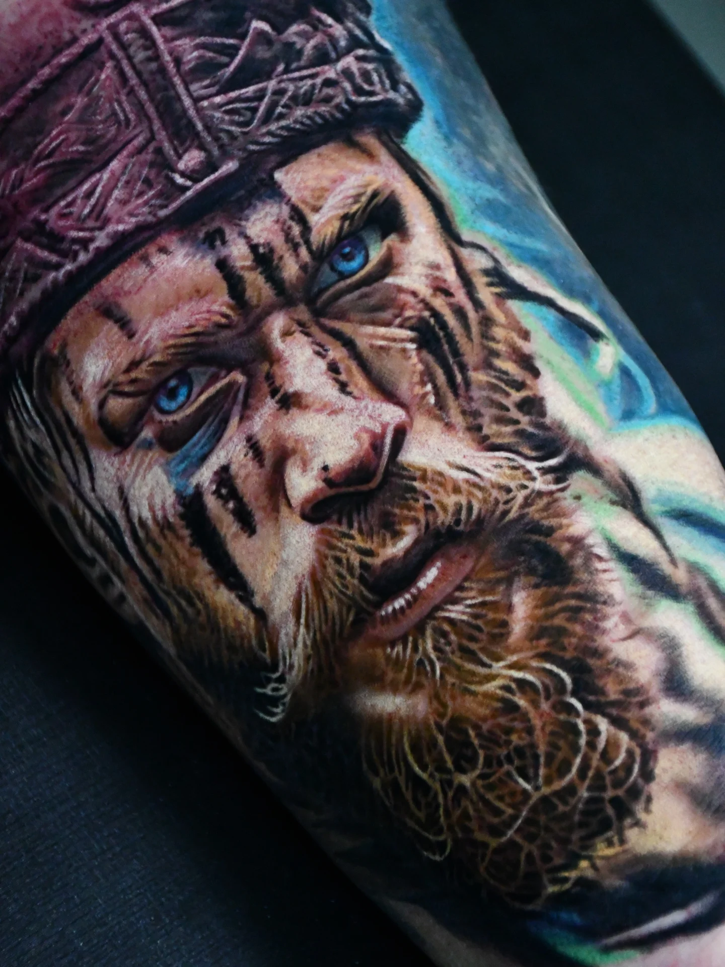 Blue-Eyed Viking Warrior Tattoo