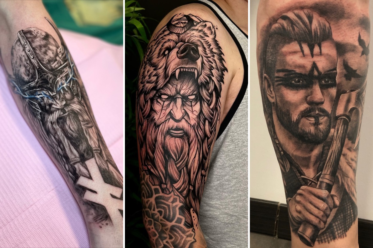 Aesthetic viking warrior tattoos and delicate ink ideas collage