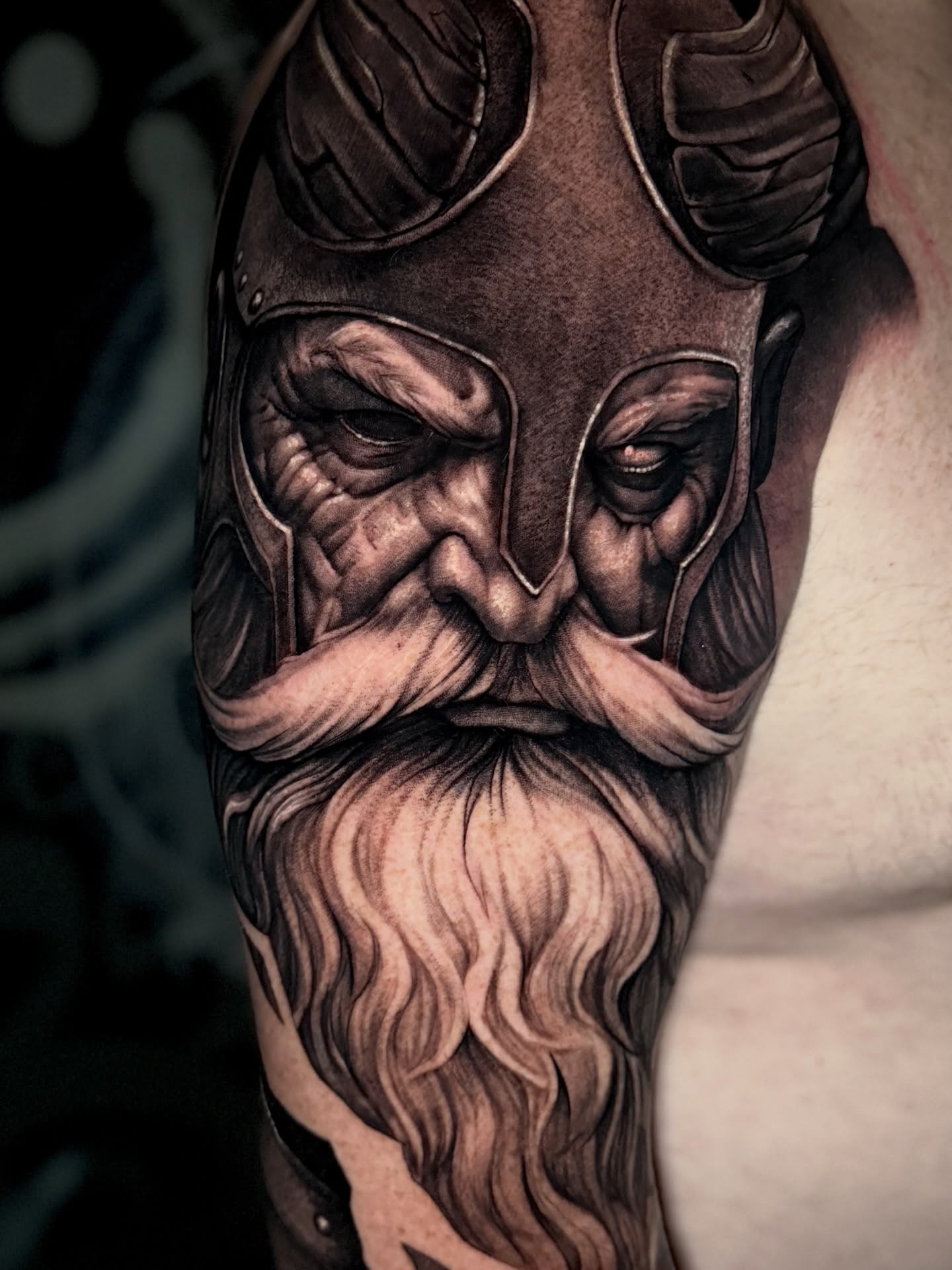 Viking Elder Warrior Helmet Tattoo