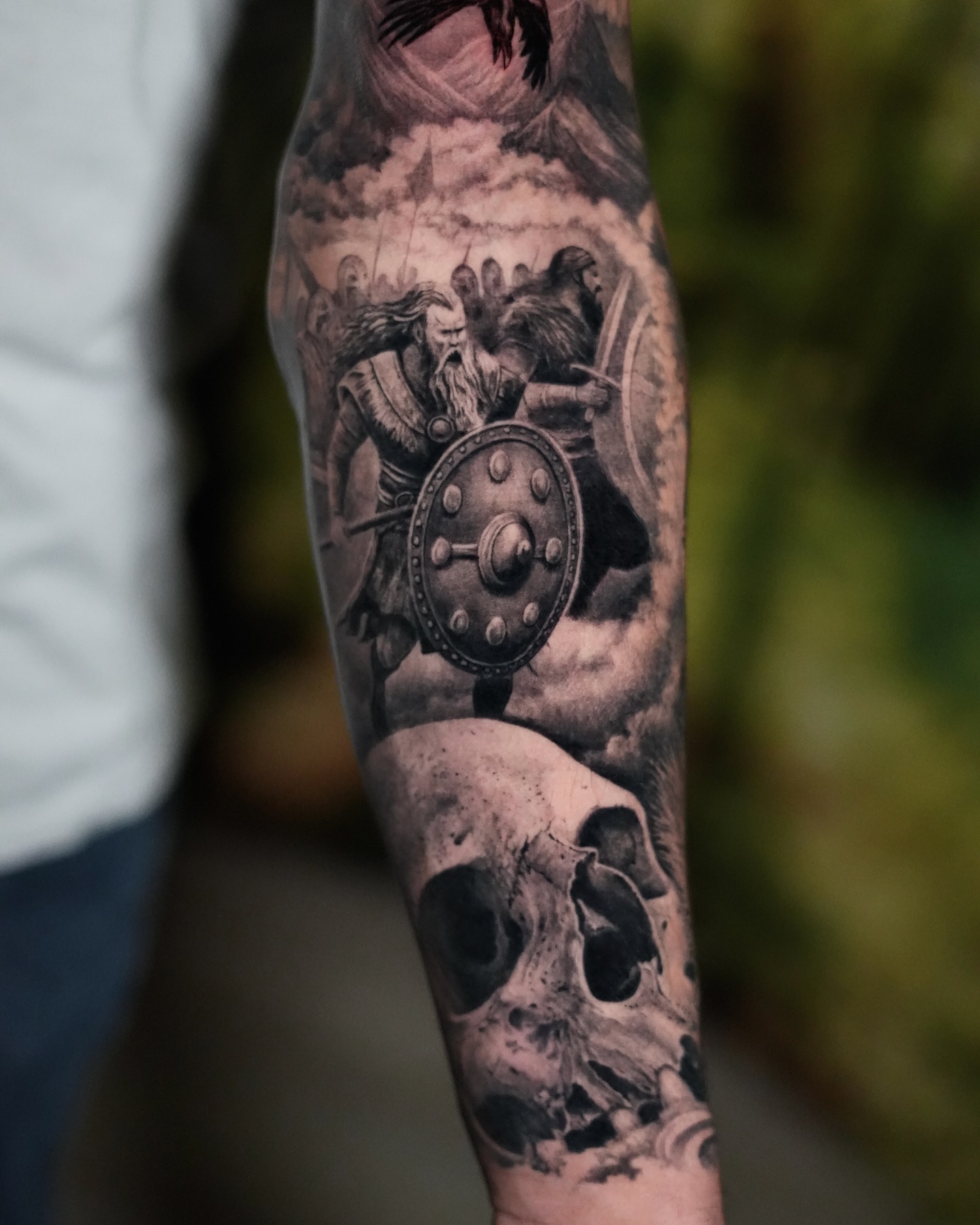 Viking Warrior And Skull Tattoo