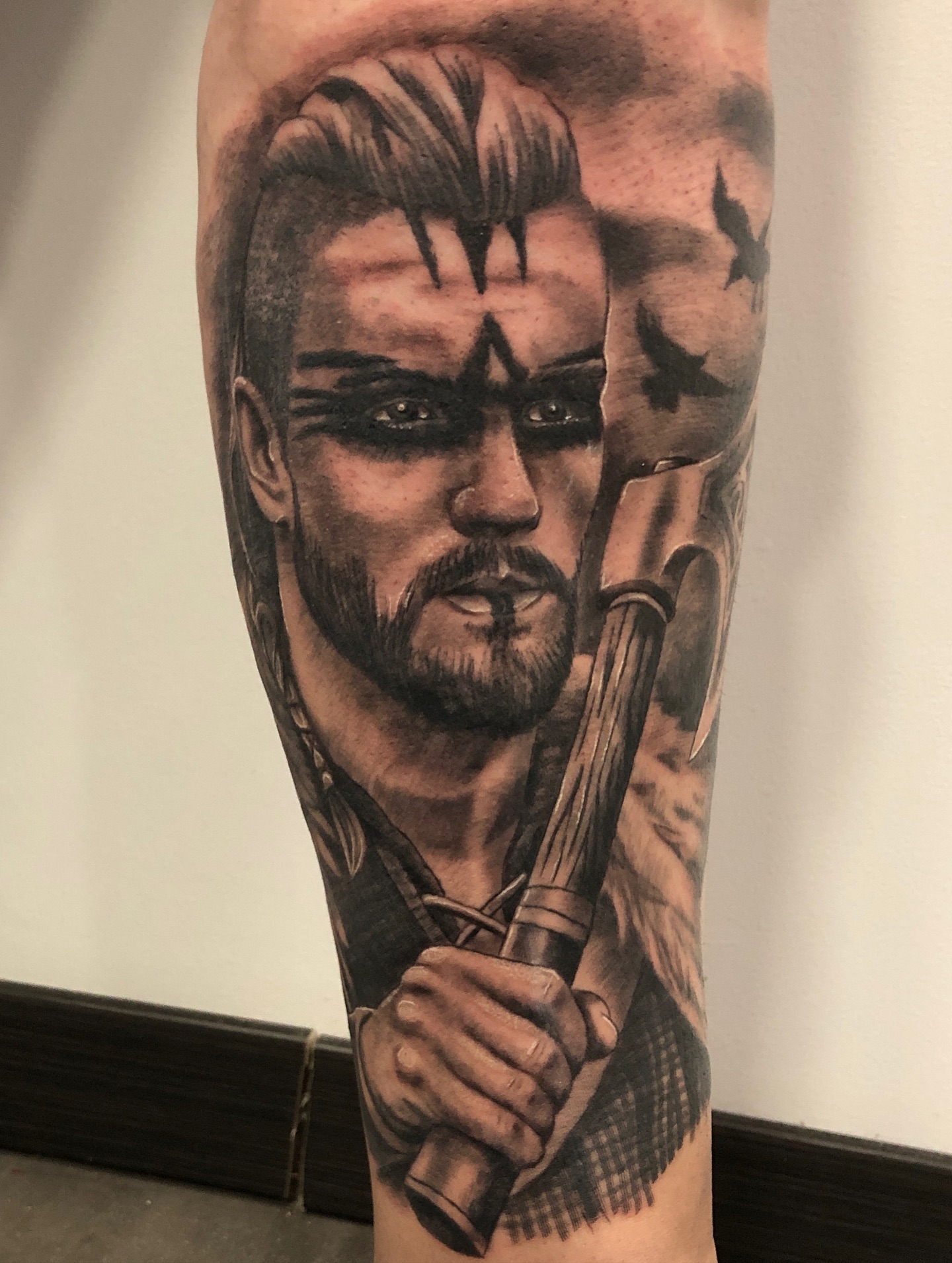 Viking Warrior With Axe Tattoo