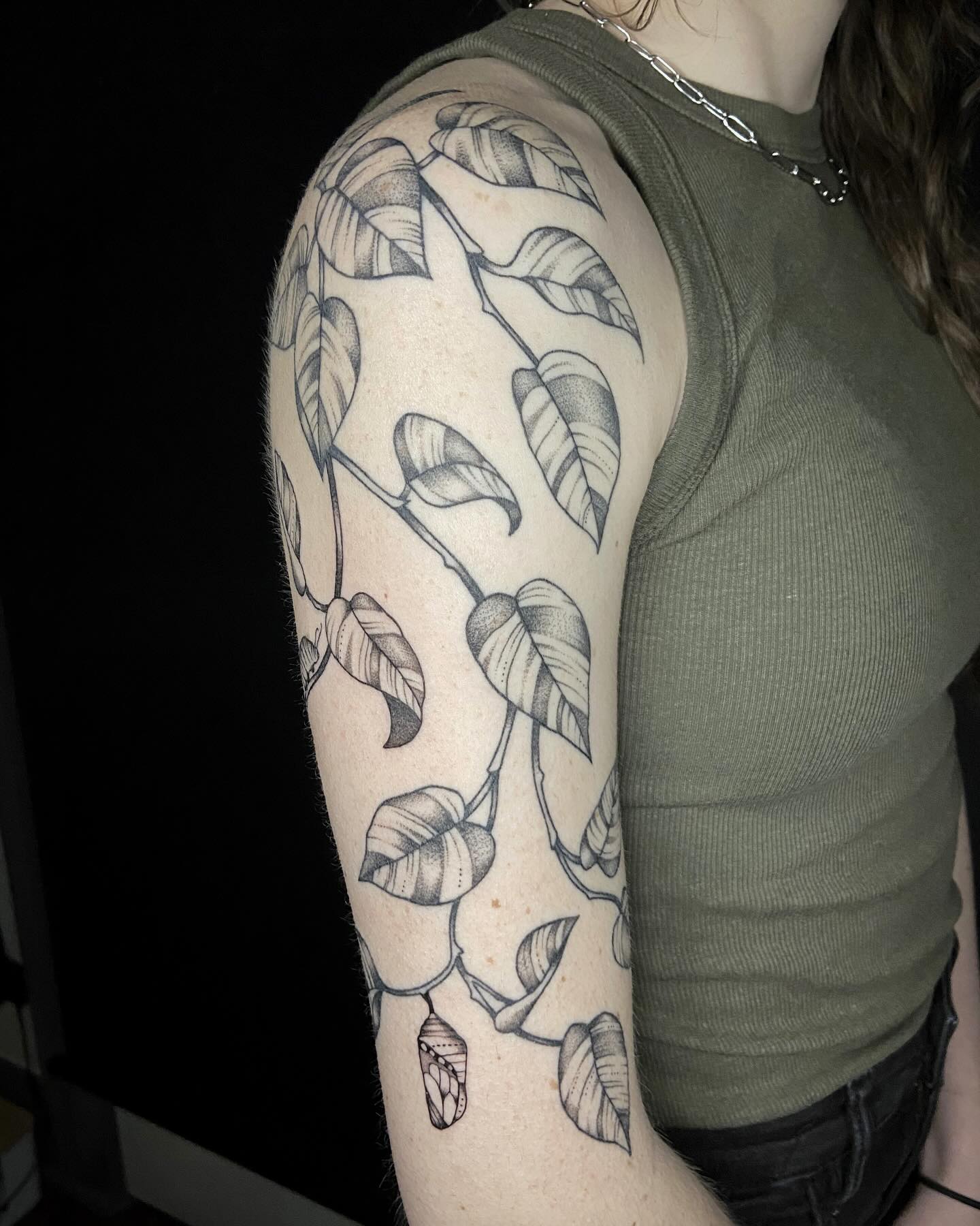 Bold Botanical Knee Wrap Tattoo vine tattoos tattoo