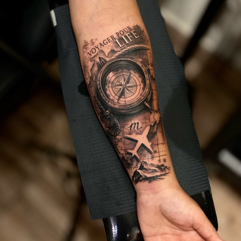 Voyager for Life Compass Tattoo timeless compass tattoo designs tattoo