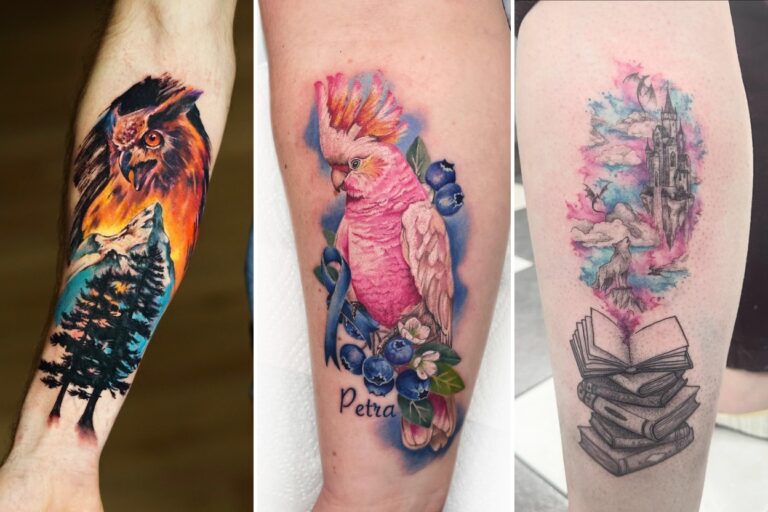 Aesthetic water color tattoos and delicate ink ideas collage
