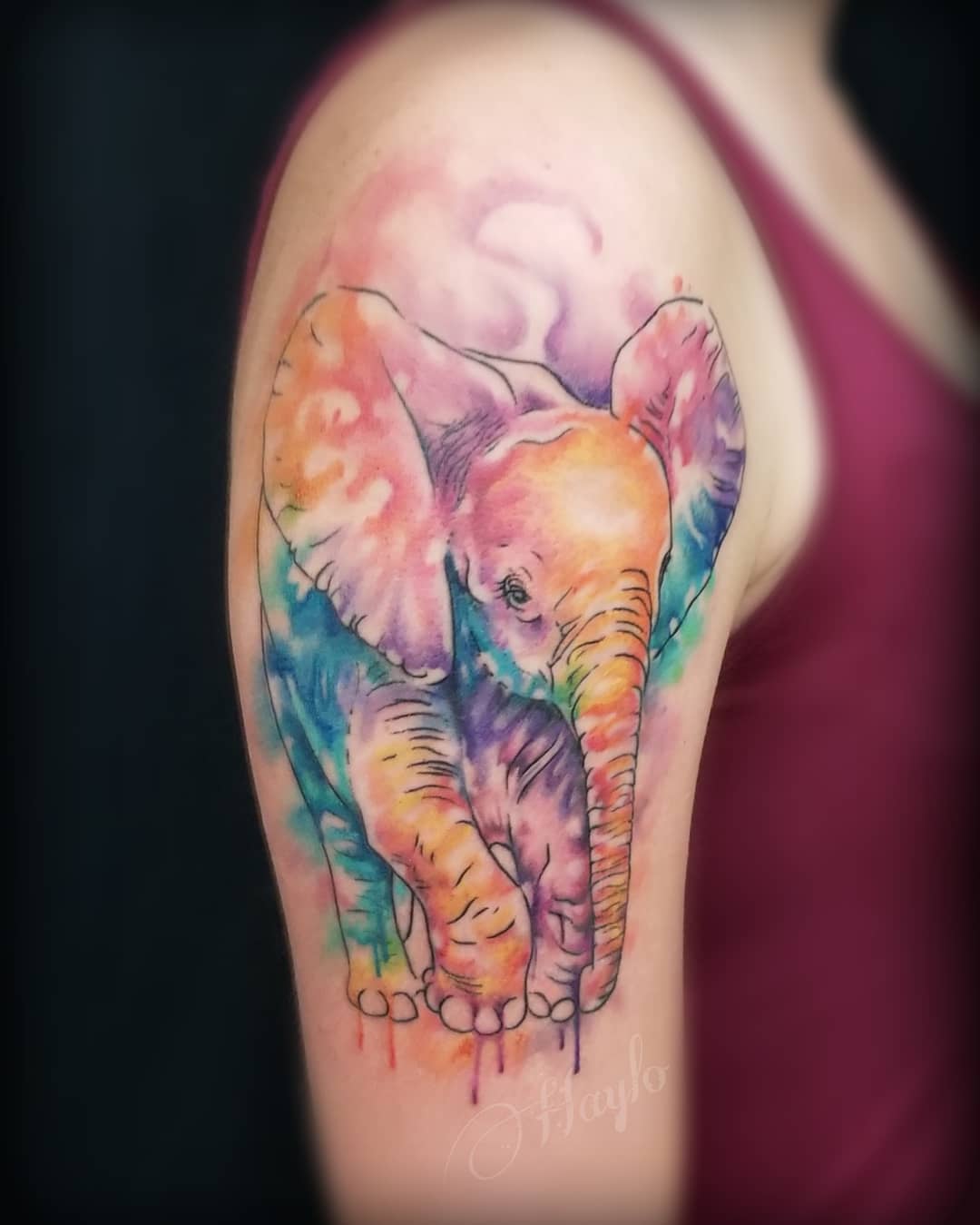 Watercolor Baby Elephant Tattoo baby elephant tattoo ideas tattoo