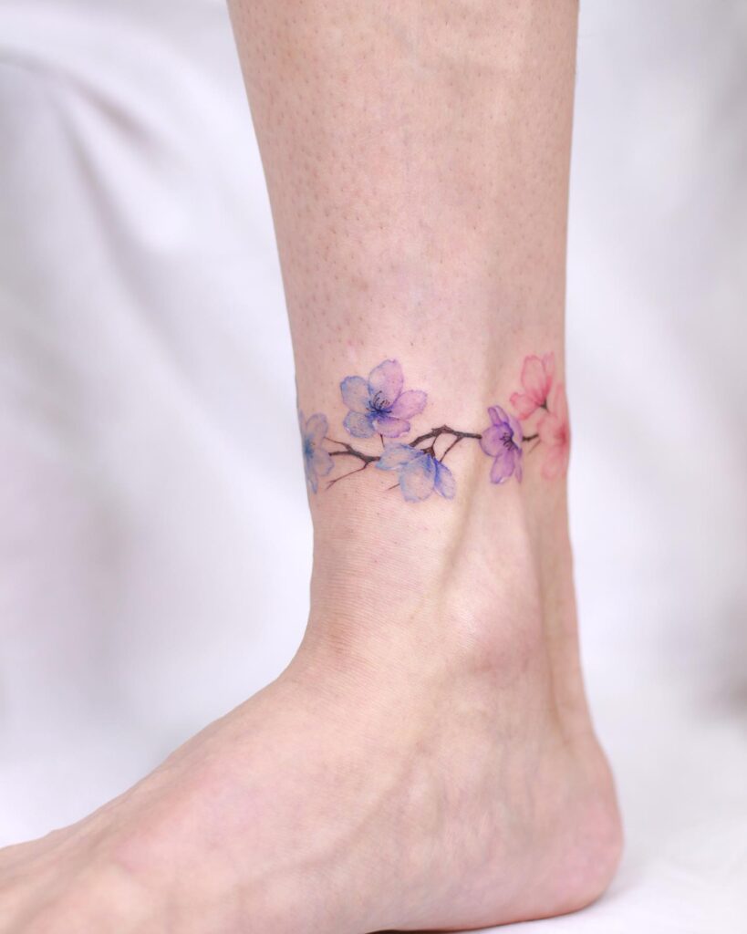 Ornamental Lace-Inspired Anklet Tattoo