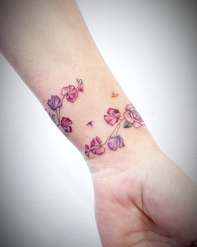Bold Botanical Wristband Tattoo