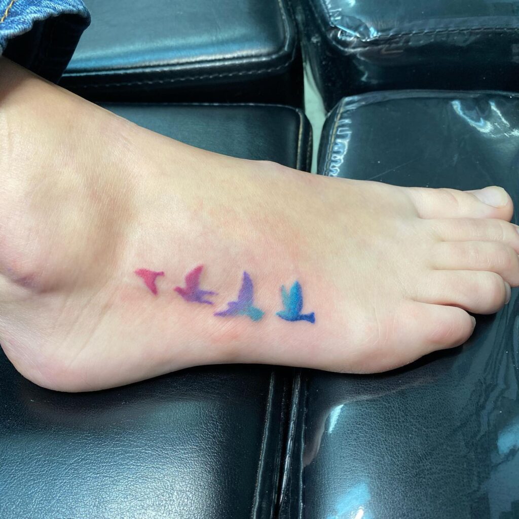 Intricate Floral Foot Tattoos With Geometric Elements