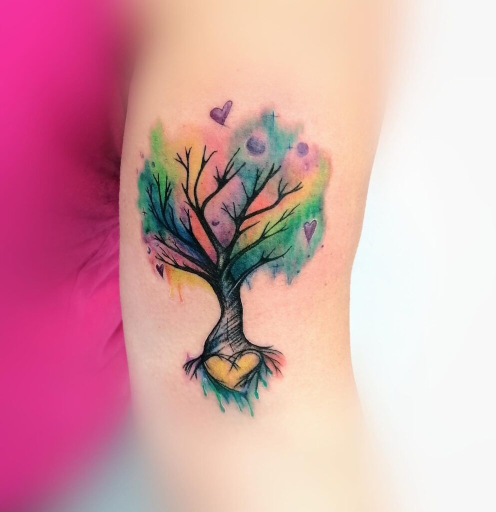 Watercolor Heart Family Tree Tattoo family tree tattoos tattoo