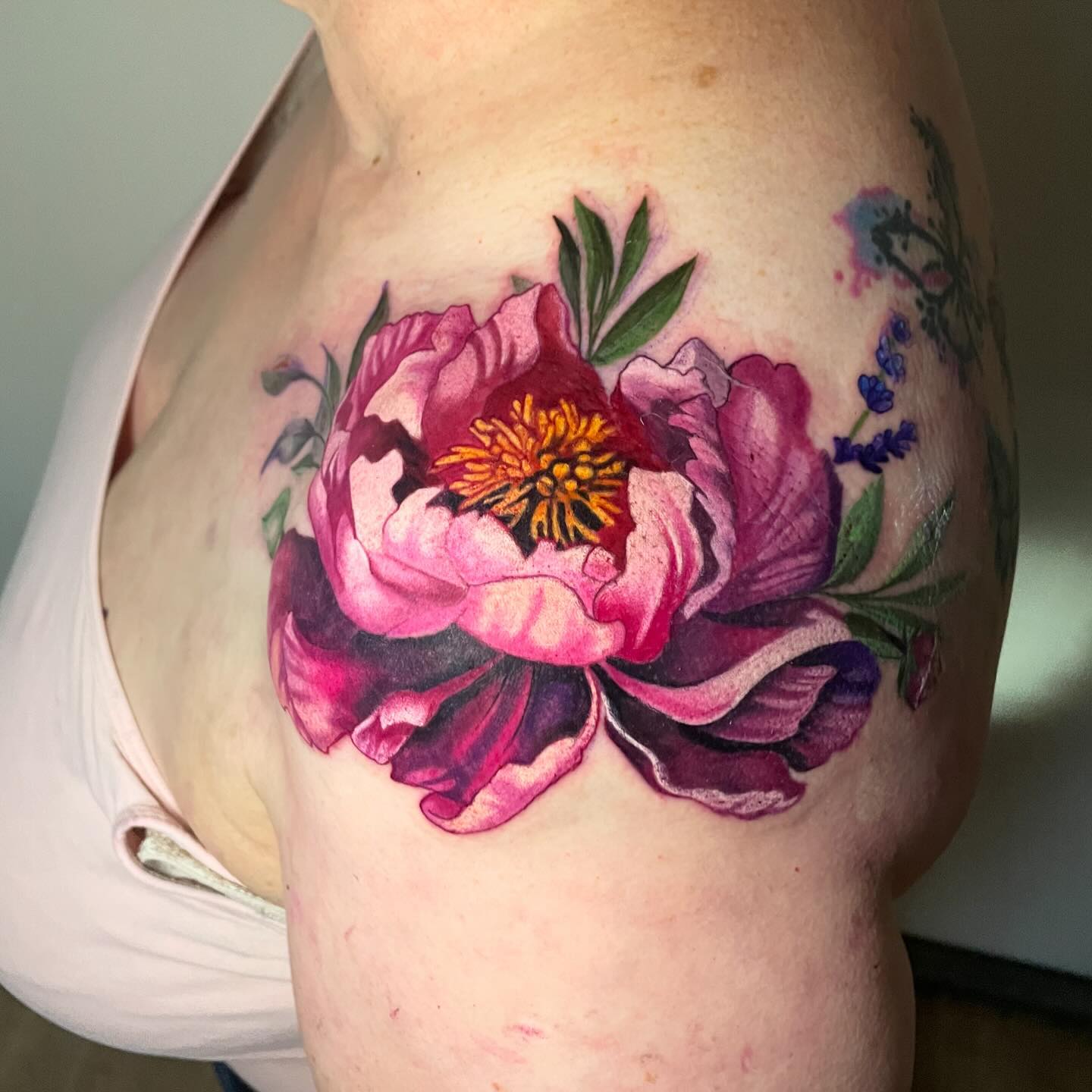 Chrysanthemum Shoulder Cap Tattoo