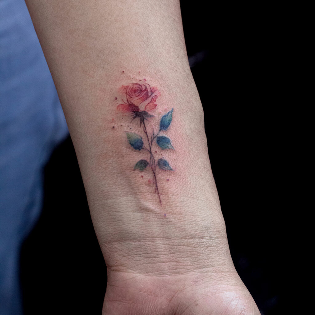 Watercolor Rose Tattoo on Wrist rose tattoos for women tattoo