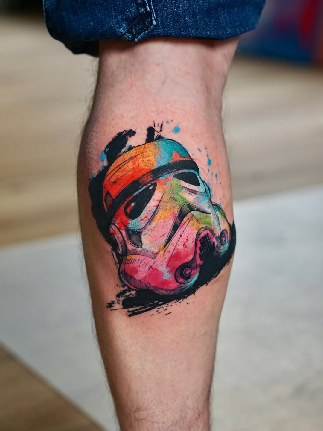 Watercolor Blue Jellyfish Tattoo
