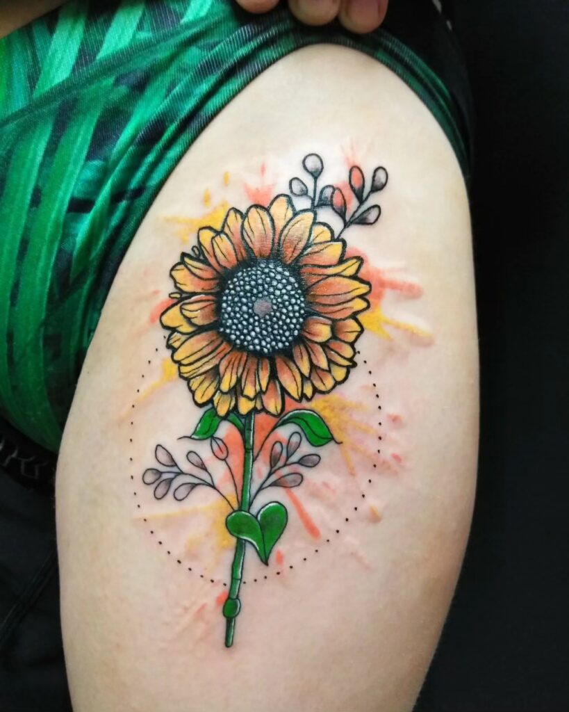 Watercolor Sunflower Arm Tattoo sunflower tattoos tattoo