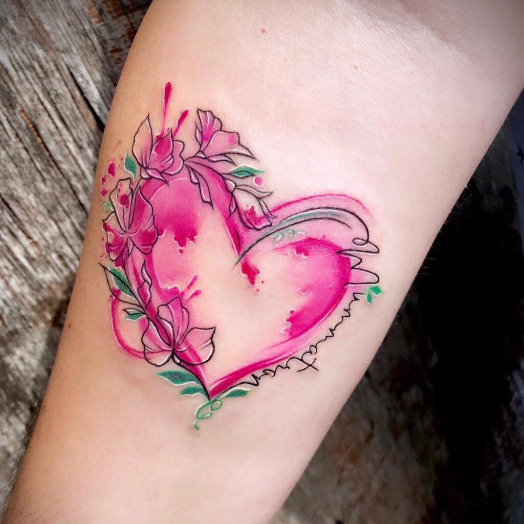 Watercolor Sweet Pea Heart Tattoo april birth flower tattoo ideas tattoo