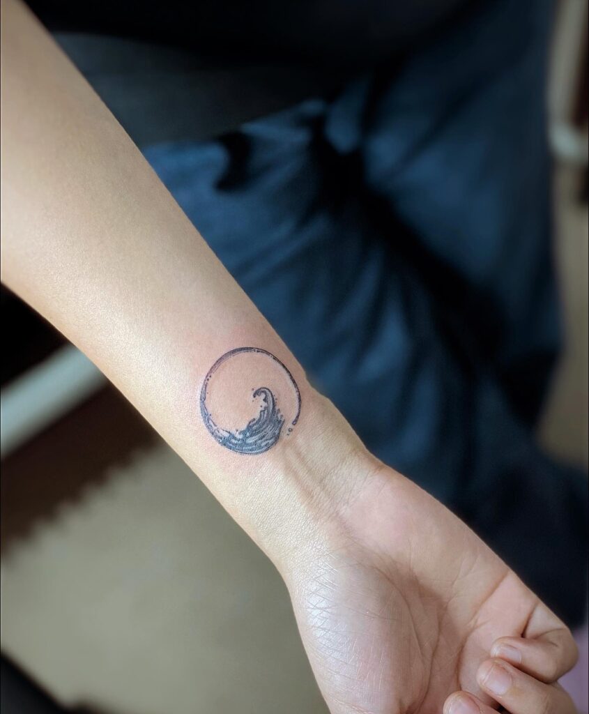 Moonlit Cat On A Cloud Wrist Tattoo