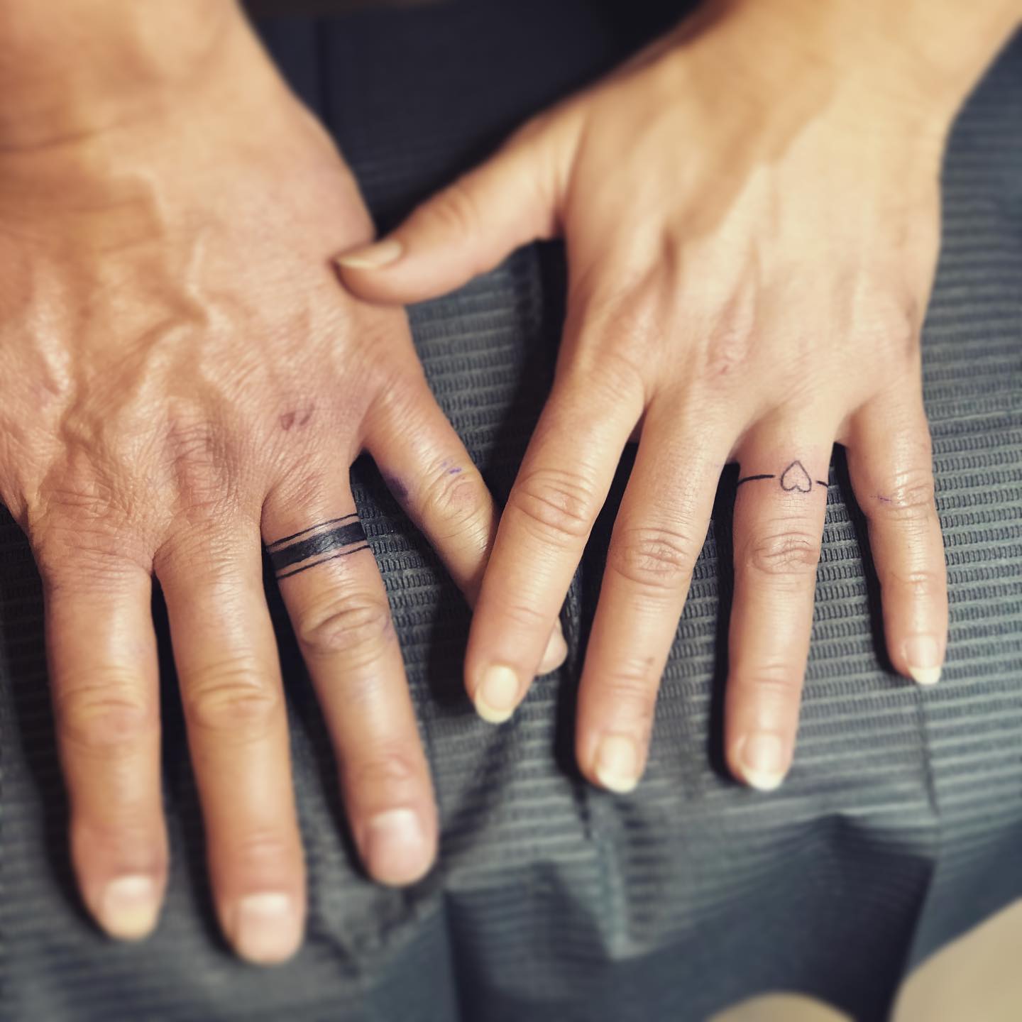 Black Band And Heart Wedding Band Tattoo